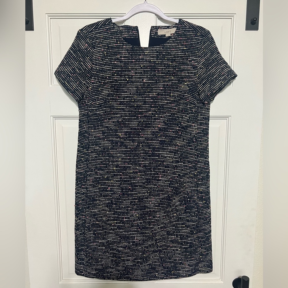 Loft tweed dress with colorful underlay